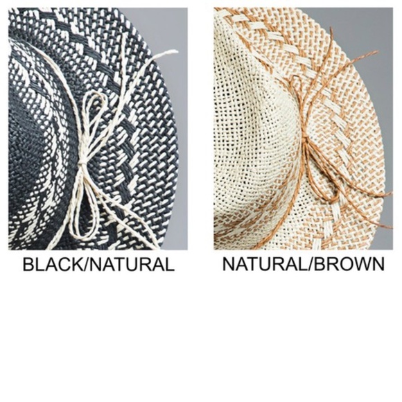 SOLD OUT Handmade Natural & Brown Woven Crisscross Panama Hat - Picture 5 of 5